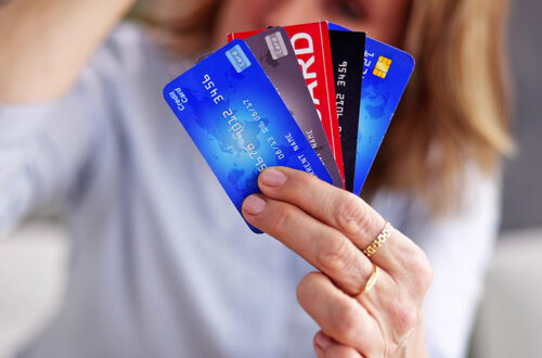 a woman with too many credit cards